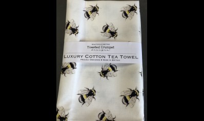Homeware: Toasted Crumpet luxury cotton Tea towel Bumblebee