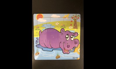 Playwrite: Wooden Jigsaw Puzzle-hippo-9 piece (all ages)