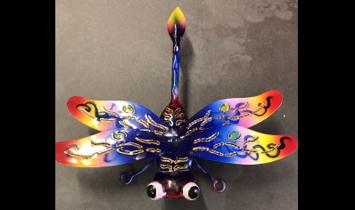Sunlover: Painted Metal Dragonfly 20CM Blue-Yellow-Pink