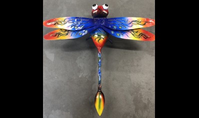 Sunlover: Painted Metal Dragonfly 30CM Blue-Yellow-Red