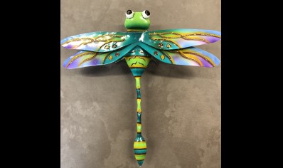 Sunlover: Painted Metal Dragonfly 30CM Green-Yellow