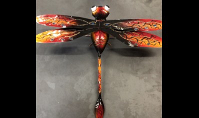 Sunlover: Painted Metal Dragonfly 45CM- Orange