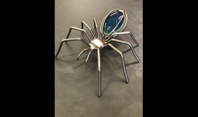 Spider Resin  Blue Stone Sculpture