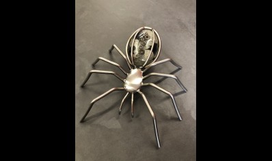 Spider Resin Glitter Cog  Stone Sculpture